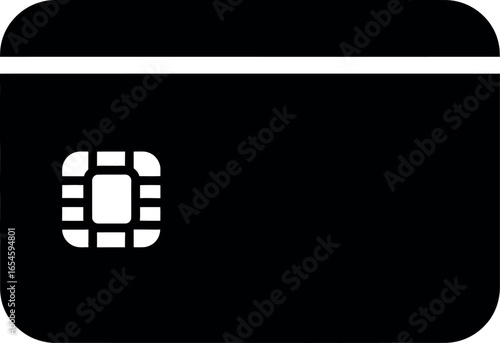 Vector art of credit card with chip symbolizing secure electronic payment and financial transactions transparent background