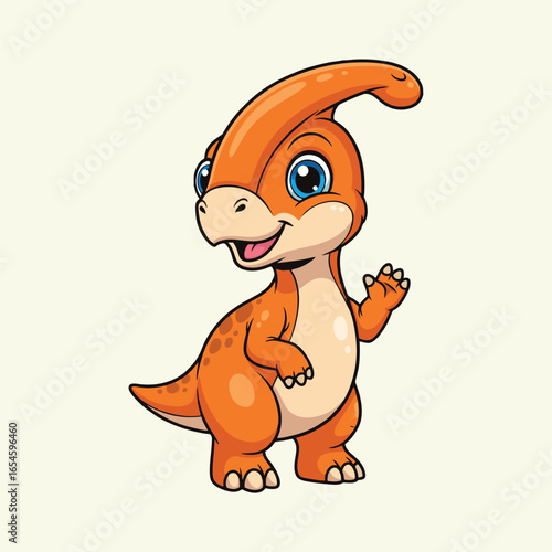Cute parasaurolophus cartoon vector icon illustration animal icon isolated flat vector
