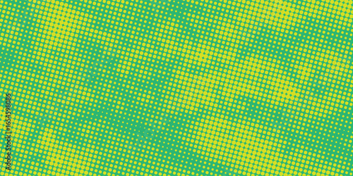 Dots halftone green color pattern gradient texture with technology digital background. Dots pop art comics with nature graphic design.