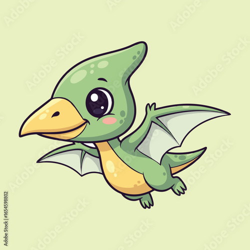Cute pterodactyl cartoon vector icon illustration animal nature icon isolated flat