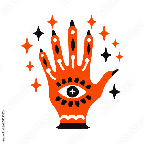 mystic hand with all seeing eye gothic Halloween.