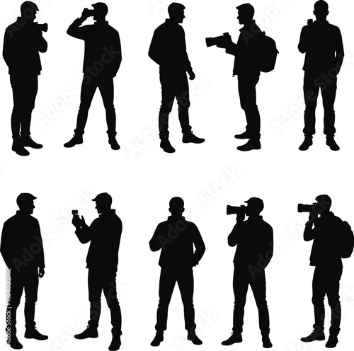 Ten photographers silhouettes capturing moments