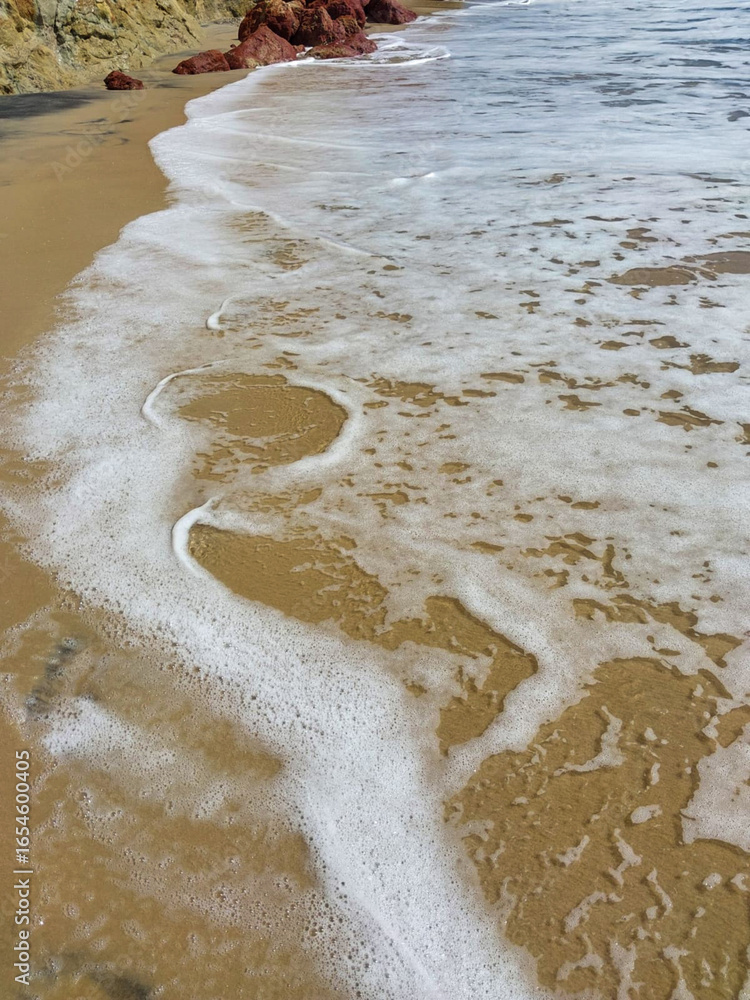 Obraz premium Wave foam on the beach