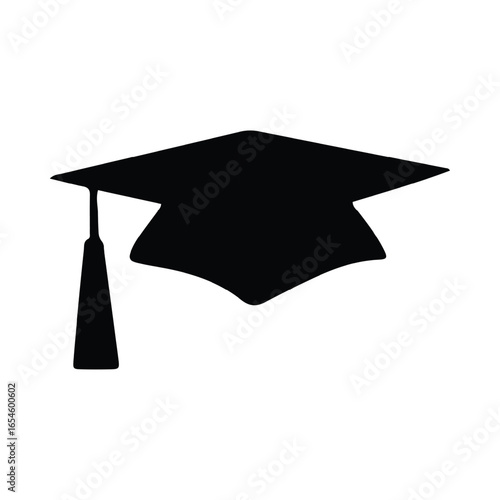 Mortarboard, Academic cap, Graduate cap, Oxford cap - cut out silhouette vector icon
