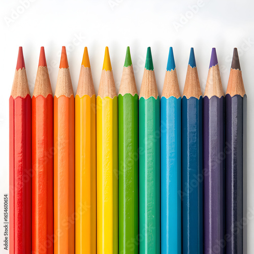 Wallpaper Mural set of colorful pencils arranged neatly on white background Torontodigital.ca
