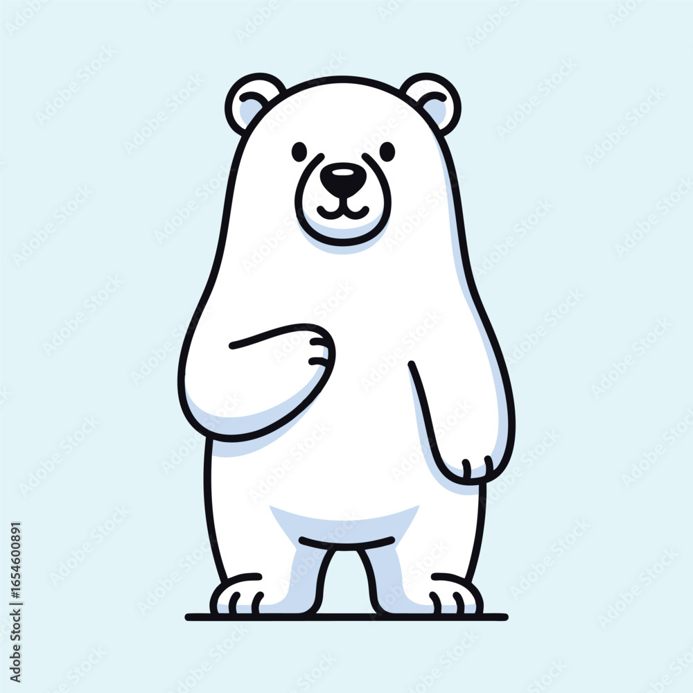Fototapeta premium Cute polar bear cartoon vector icon illustration animal nature icon isolated flat vector