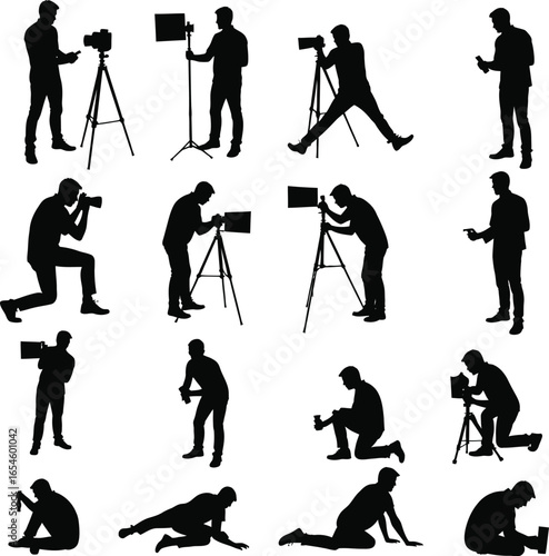 Diverse silhouettes of photographers capturing moments