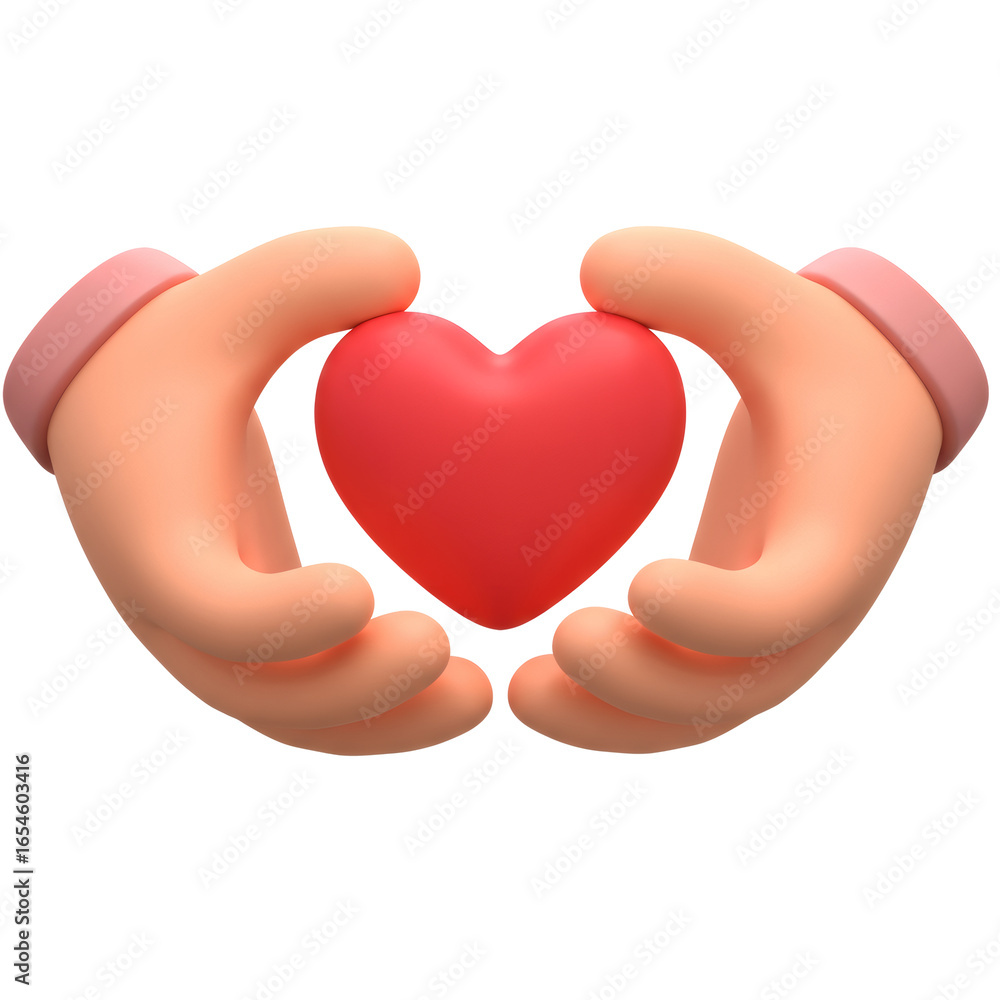 Obraz premium 3D Rendered Hands Holding A Red Heart Shape Object On Transparent Background