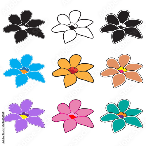 Set of six petal flower icons