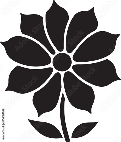 Elegant silhouette style vector minimal black dahlia logo design, simple floral icon illustration, modern emblem for branding, beauty, gardening, wellness, floral art, nature, creative business identi
