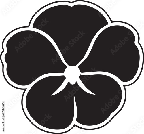 Elegant silhouette style vector minimal black pansy logo design, simple floral icon illustration, modern emblem for branding, beauty, gardening, wellness, floral design, nature, creative business iden