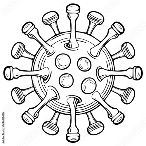 Coronavirus Outbreak Line Art Vector Illustration Disease Pandemic Icon