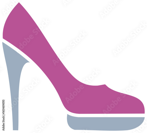 Elegant magenta platform pump shoe with a high stiletto heel vector icon