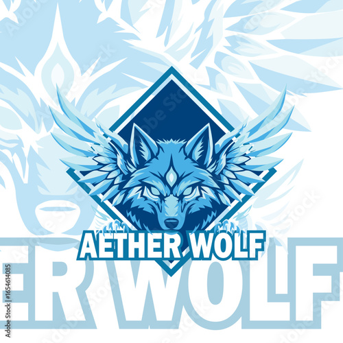 Ice Winged Aether Wolf Logo Design E-SPORT