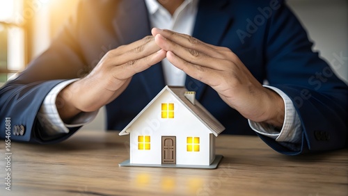 Businessman Protecting House Model