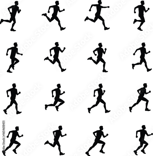 Wallpaper Mural Twelve silhouettes of runners in motion exercise fitness Torontodigital.ca
