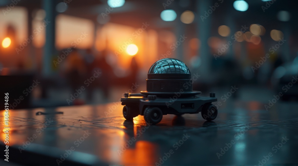 Obraz premium Small Vehicle with Dome on Metal Surface