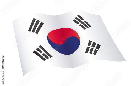 Wallpaper Mural accurate correct south korean flag of korea flying waving flowing vector isolated on transparent background Torontodigital.ca