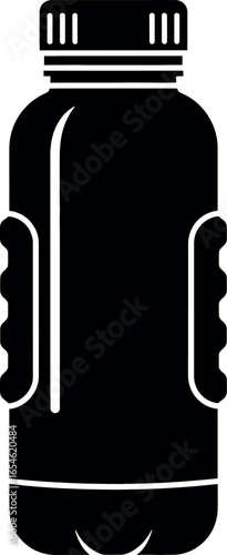 Vector art of black silhouette of a plastic water bottle with handles, isolated on white background transparent background