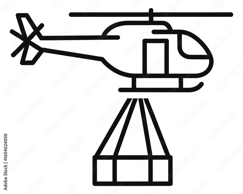 Helicopter carrying a cargo load with a sling Helicopter carrying a cargo load with a sling