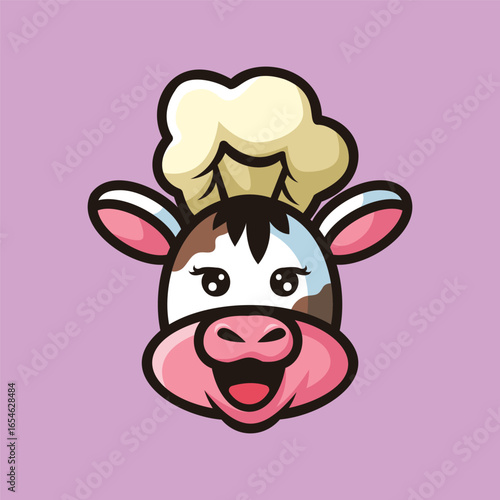 Wallpaper Mural Cute Chef Cow Clipart - Kawaii Cartoon Logo Design Torontodigital.ca