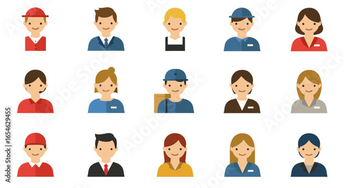 Diverse professions and occupations characters set