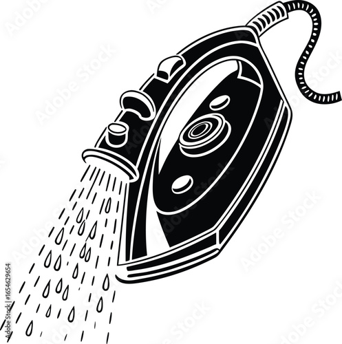 Iron Releasing Steam and Water Vector