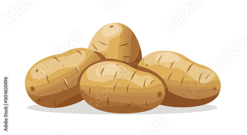 Realistic fresh potatoes on white background for culinary inspiration