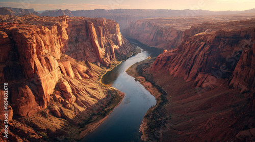Aerial view of horseshoe bend colorado river grand canyon arizona scenic landscape photography travel usa