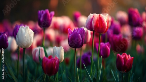 Colorful tulips in bloom