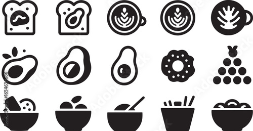 Collection of Food and Beverage Icons for Menu Design or Website Use