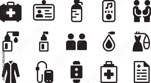 Comprehensive collection of essential healthcare and medical icons for modern digital designs