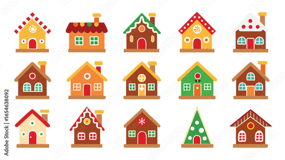 Fototapeta premium Festive Gingerbread House Collection Christmas Holiday Treats and Decorations