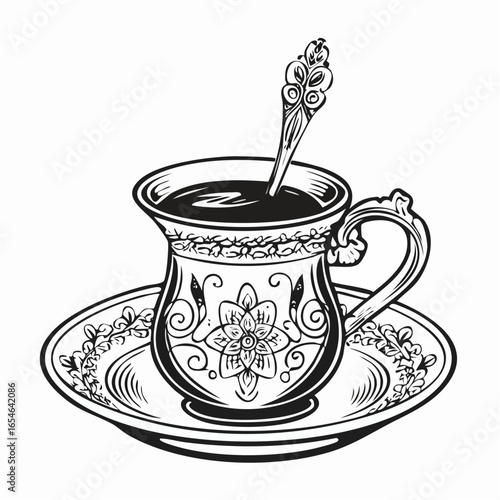Turkish Coffee Image vector. Turkish Coffee Stock Illustration on white background.