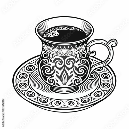 Turkish Coffee Image vector. Turkish Coffee Stock Illustration on white background.