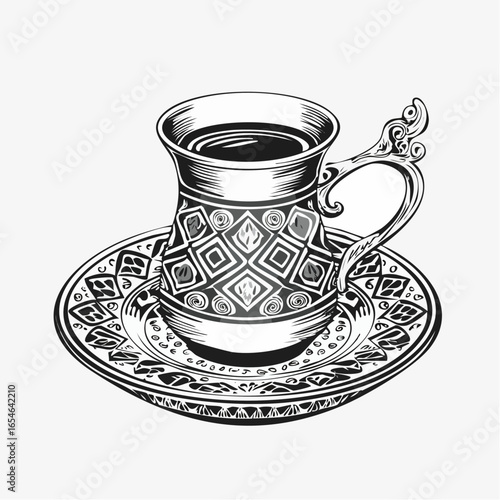 Turkish Coffee Image vector. Turkish Coffee Stock Illustration on white background.