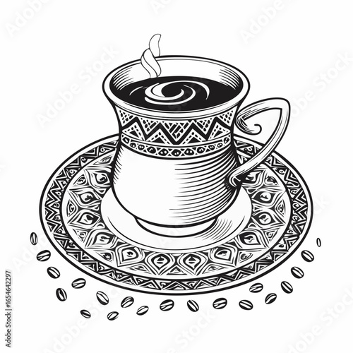 Turkish Coffee Image vector. Turkish Coffee Stock Illustration on white background.