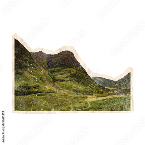 Canvas Print scrapbook cutout of mountain landscape with mountains