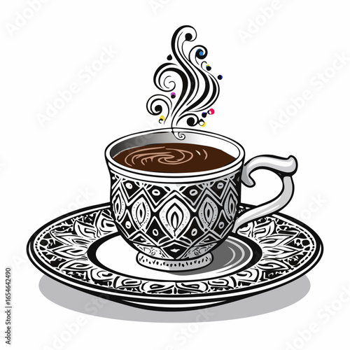 Turkish Coffee Image vector. Turkish Coffee Stock Illustration on white background.