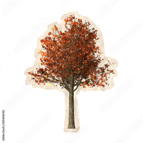 scrapbook tree isolated on white