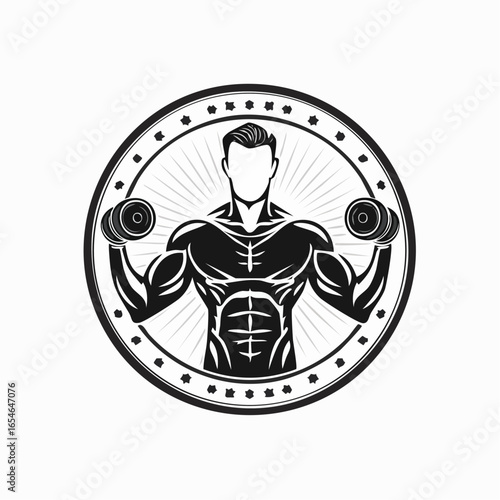 Fitness And Bodybuilding Logo Design Inspiration Vector image on white background.