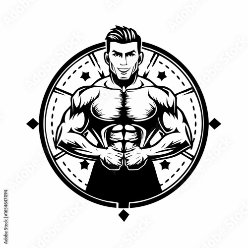 Fitness And Bodybuilding Logo Design Inspiration Vector image on white background.
