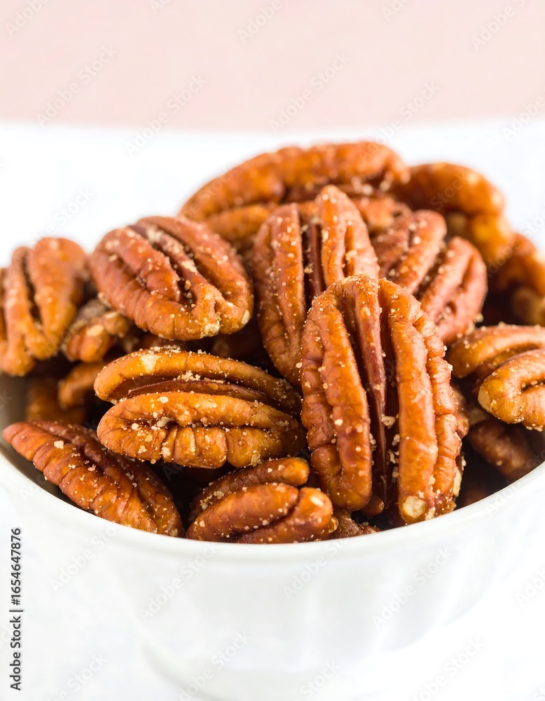 Fototapeta premium Spiced pecans in white bowl