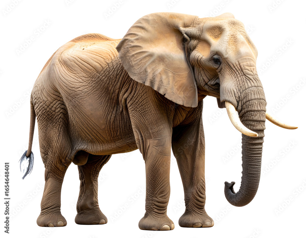 Fototapeta premium African Elephant Silhouette Side Profile, Transparent Background