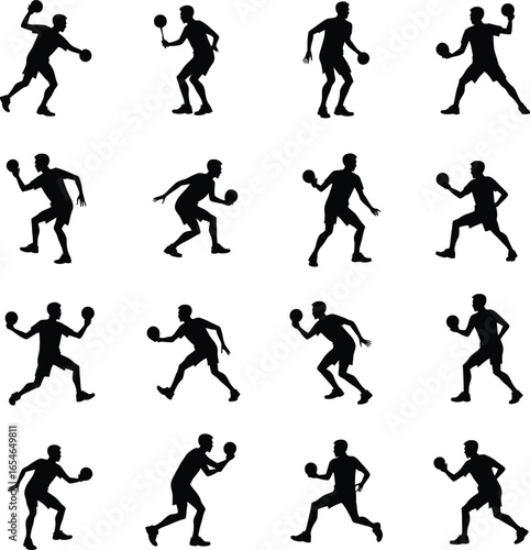 Wallpaper Mural Twelve silhouettes of men playing paddleball Torontodigital.ca