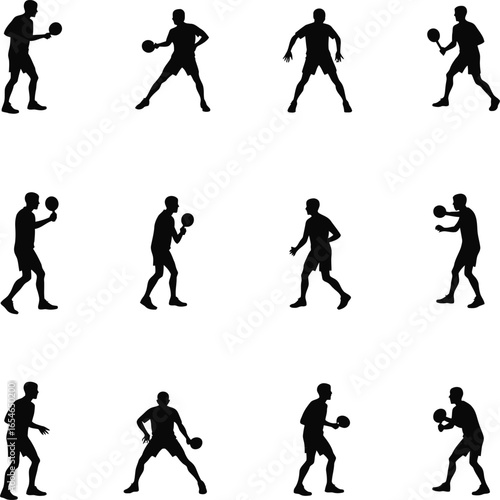 Wallpaper Mural Table tennis players silhouettes action poses Torontodigital.ca