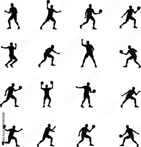 Wallpaper Mural Silhouettes of men playing handball diverse actions Torontodigital.ca