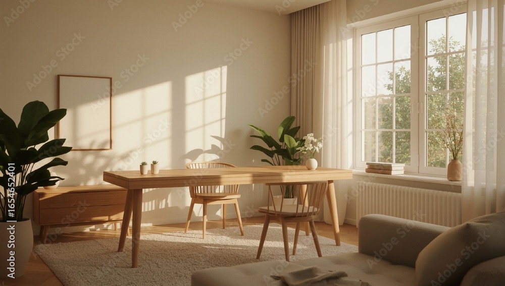 Fototapeta premium AI-generated simple and minimalist workspace with a cozy atmosphere