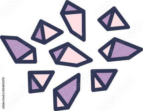 Medical illustration of cholesterol clefts. Abstract geometric crystals representing cholesterol deposits in tissue, a key feature in atherosclerosis and pathology.