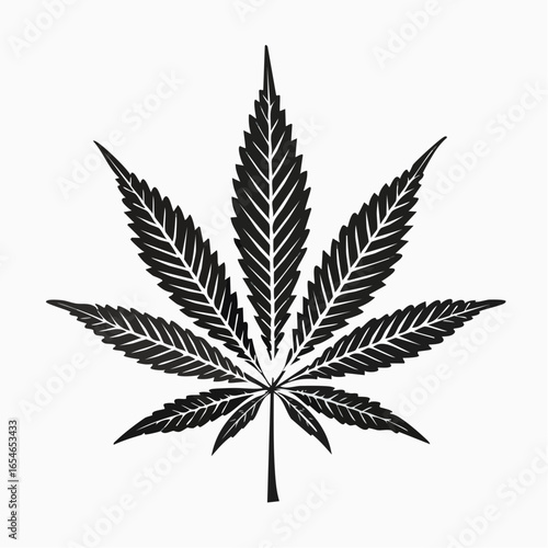 Cannabis Leaf Isolated White Background Marijuana Silhouette Vector Illustration